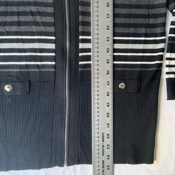 Cable & Gauge Women’s Long Sleeve Full Zip Knit Jacket size M, Black & White - Picture 3 of 8